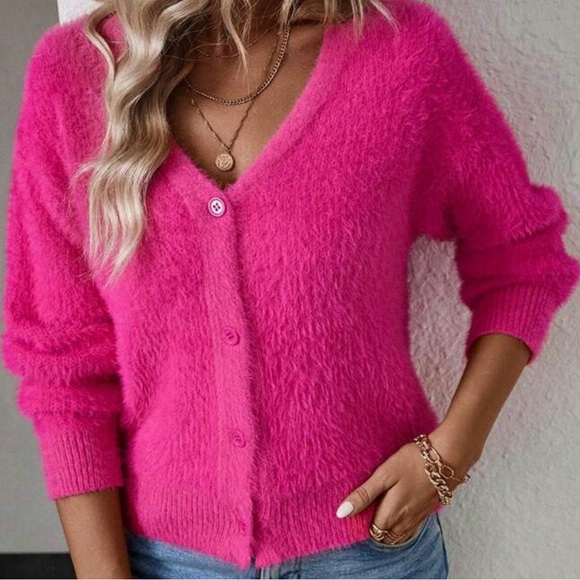 New  Pink button down  cardigan Sweater - Picture 6 of 7